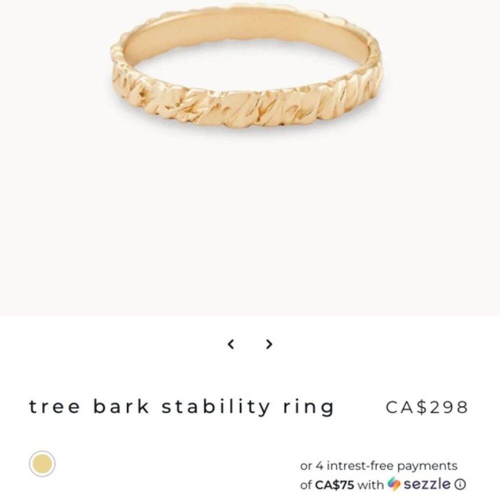 ⭐️NWOT Solid 14k yellow gold size 6 tree bark stability ring ⭐️
